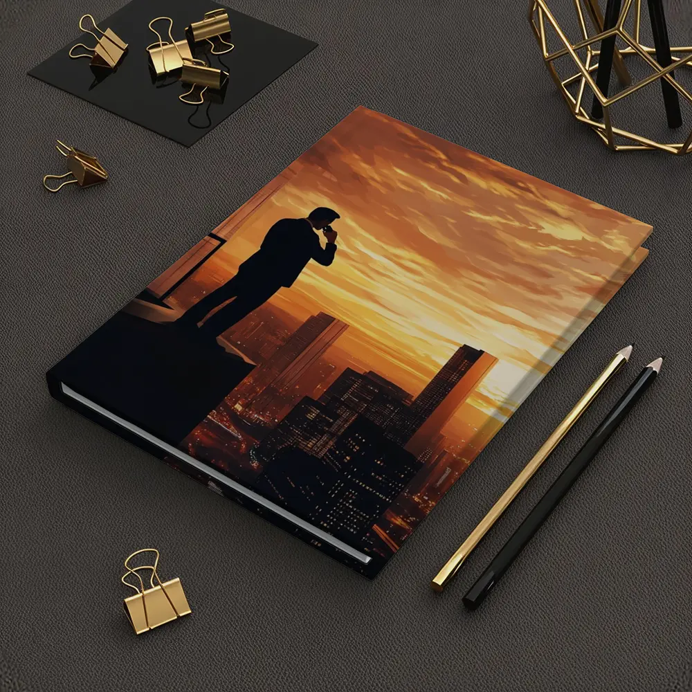 Businessman Silhouette City Skyline Sunset Art – Notebooks