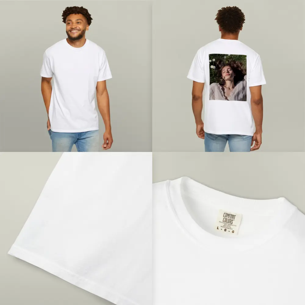 Young Woman Lying in Daisy Flower Field – T-Shirts