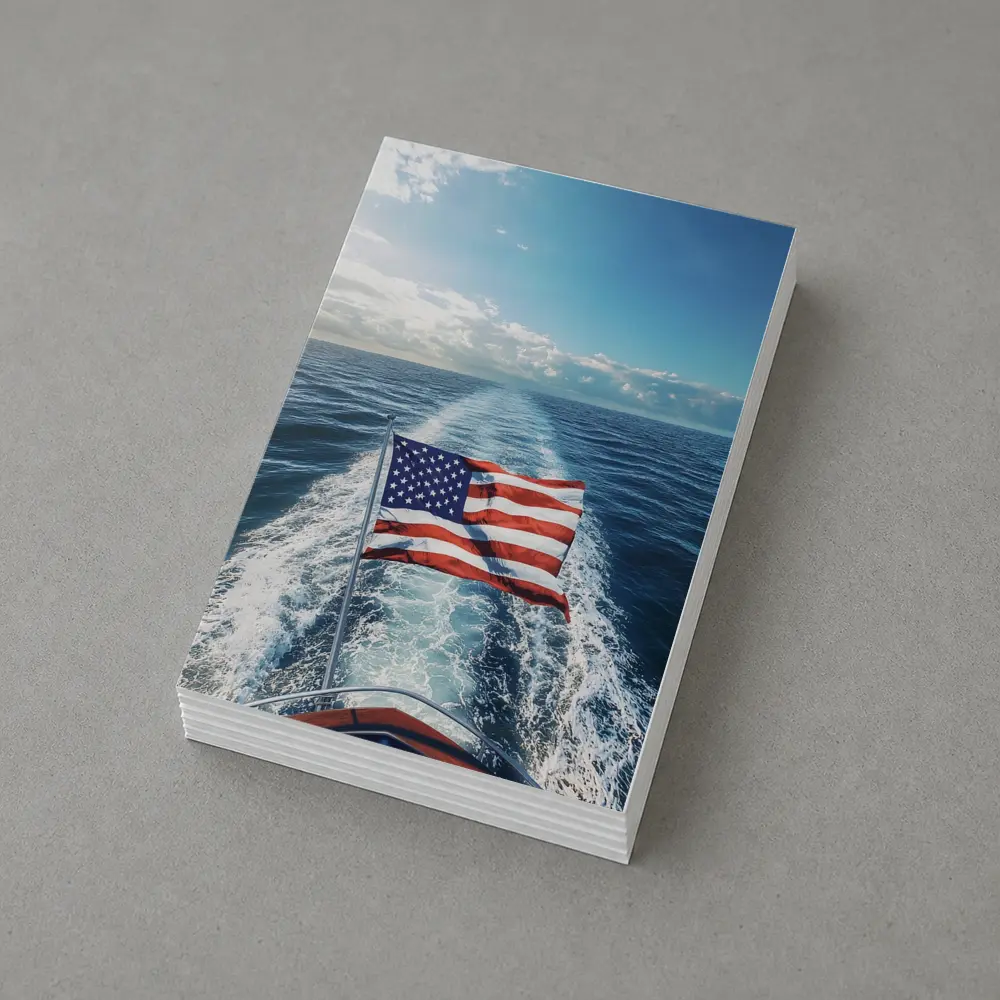American Flag On Boat Ocean Wake – Postcards