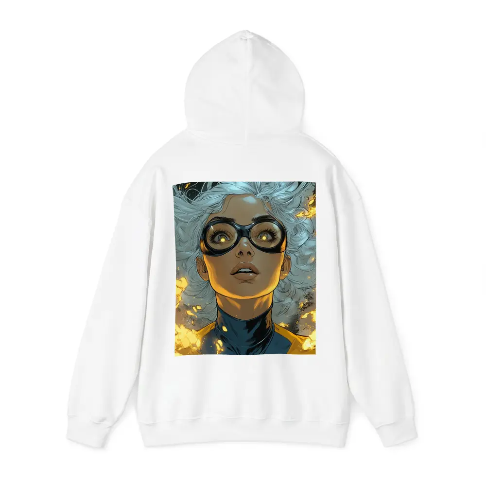 Comic Style Superhero Woman Fire Background – Hoodies
