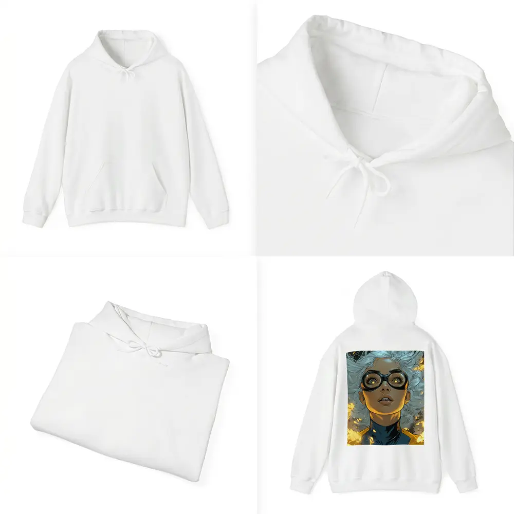 Comic Style Superhero Woman Fire Background – Hoodies