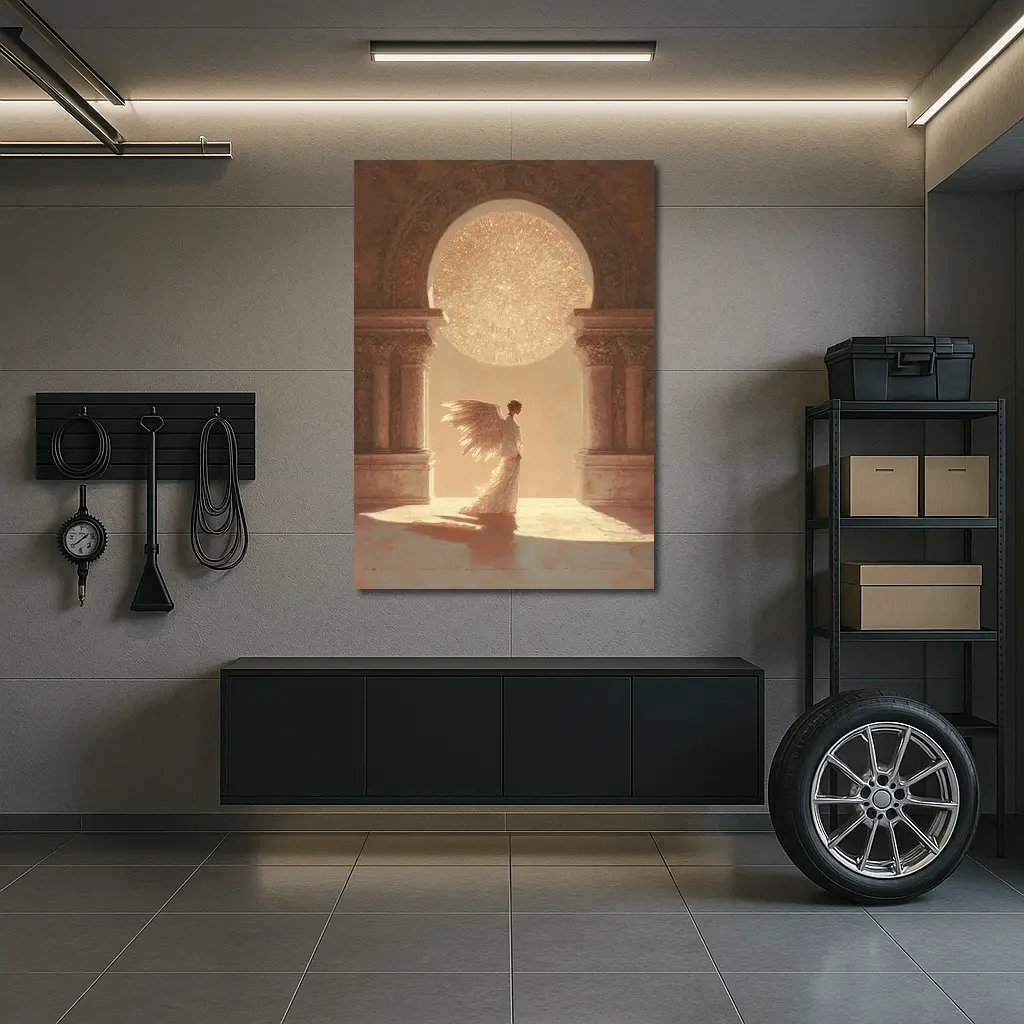 Angel Figure Glowing Arch Sacred Hall – Wall Art