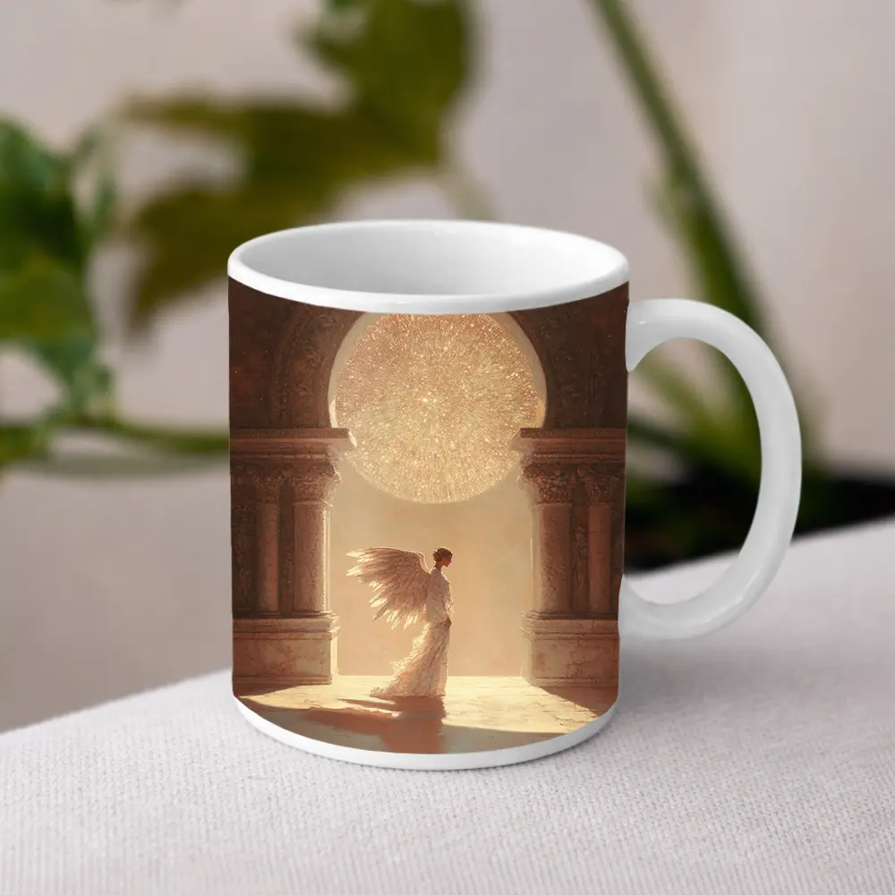 Angel Figure Glowing Arch Sacred Hall – Mugs
