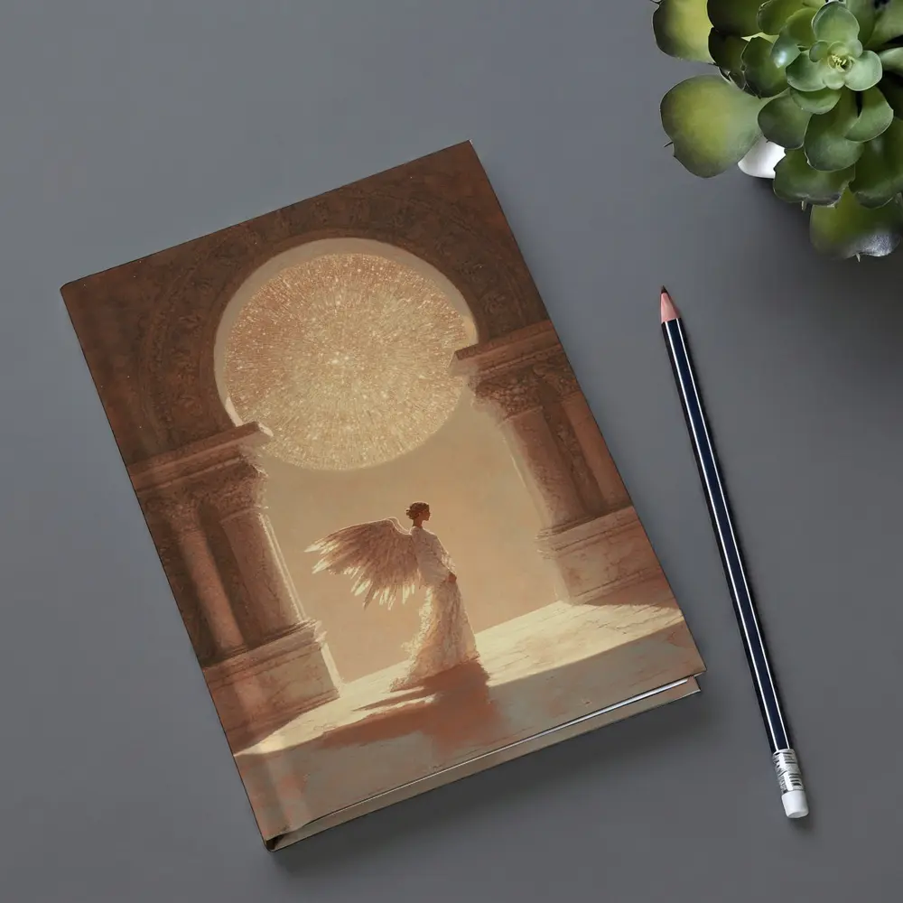 Angel Figure Glowing Arch Sacred Hall – Notebooks