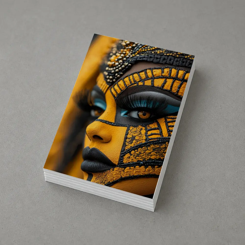 African Tribal Face Art Gold Black – Postcards