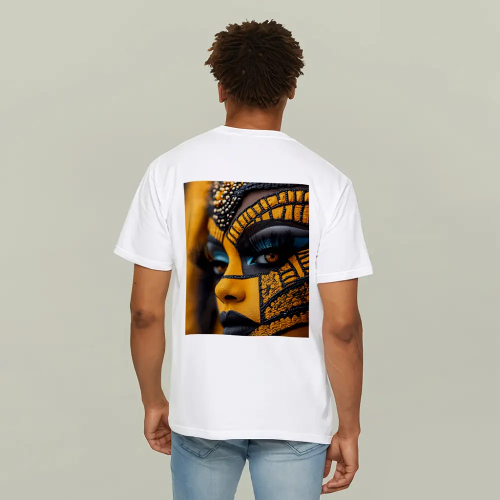African Tribal Face Art Gold Black – T-Shirts