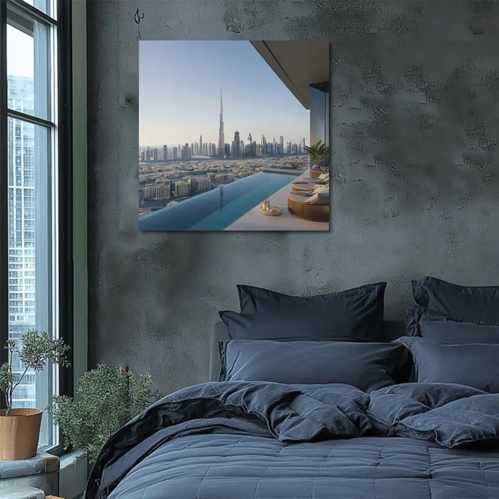 Dubai Skyline Burj Khalifa Infinity Pool View – Wall Art