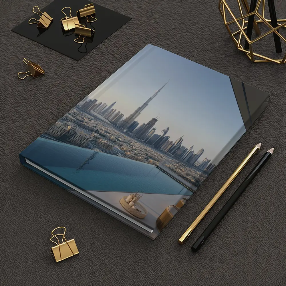 Dubai Skyline Burj Khalifa Infinity Pool View – Notebooks