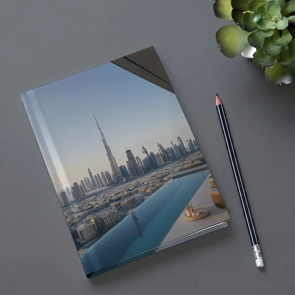 Dubai Skyline Burj Khalifa Infinity Pool View – Notebooks