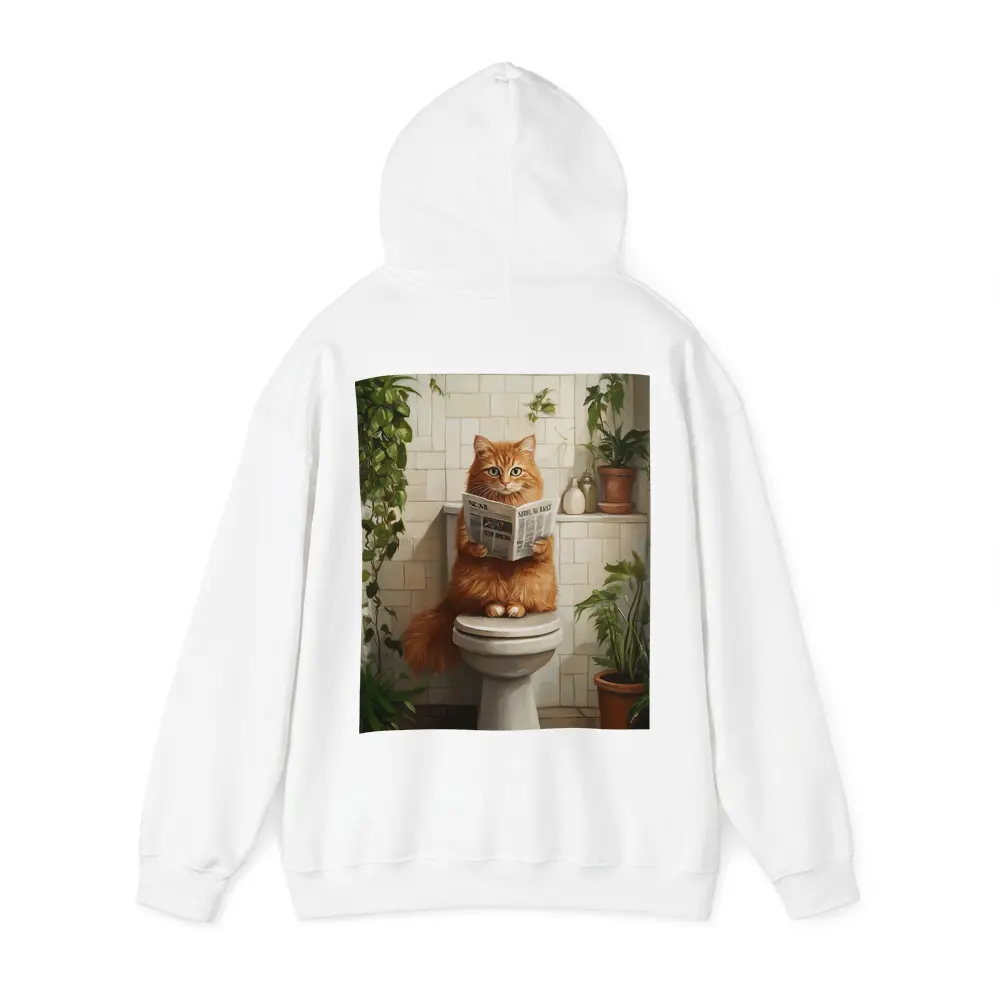 Orange Cat Reading Newspaper On Toilet – Hoodies