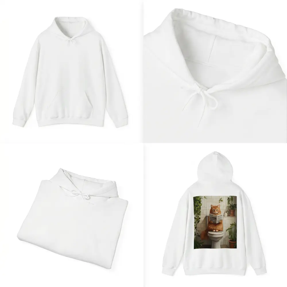 Orange Cat Reading Newspaper On Toilet – Hoodies