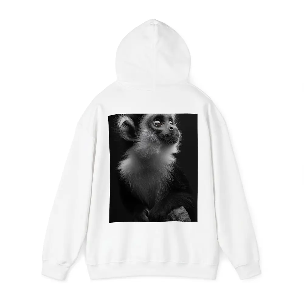 Black and White Monkey Portrait Dark Background – Hoodies