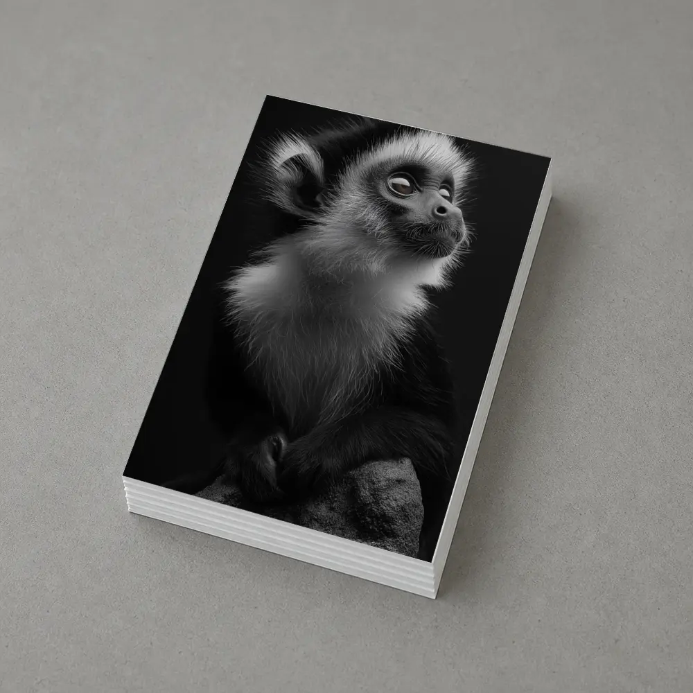 Black and White Monkey Portrait Dark Background – Postcards