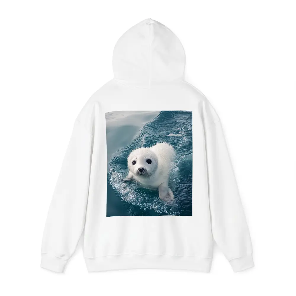 White Baby Seal Pup Swimming Blue Ocean – Hoodies
