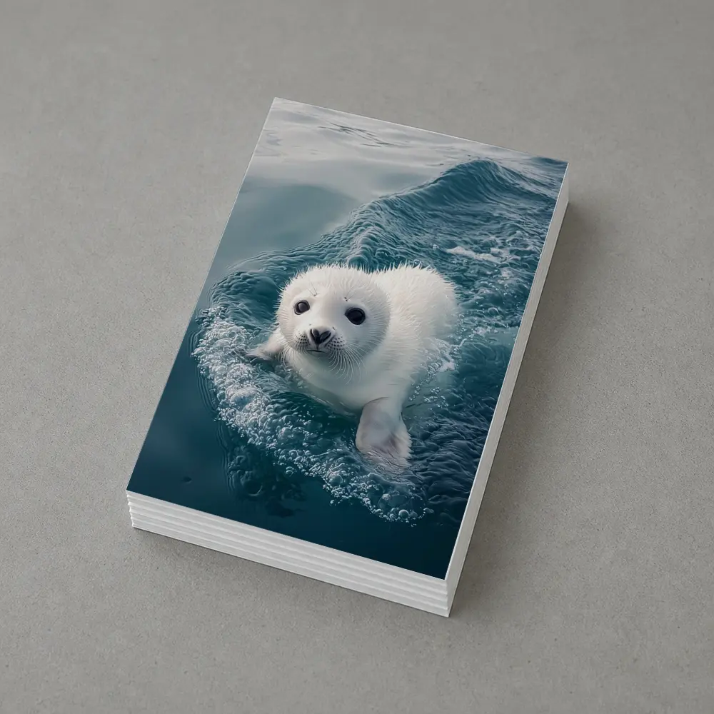 White Baby Seal Pup Swimming Blue Ocean – Postcards