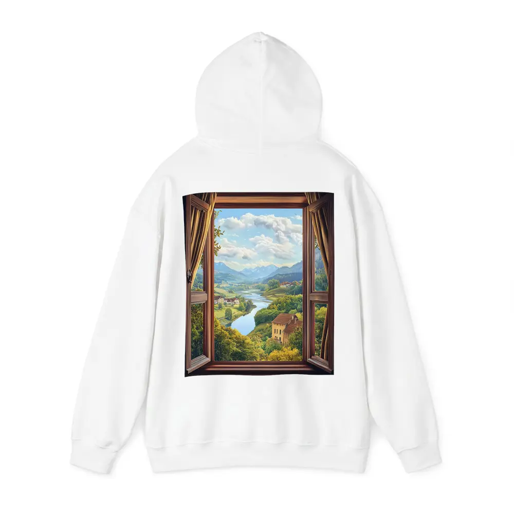 Open Window View Rolling Valley Landscape – Hoodies