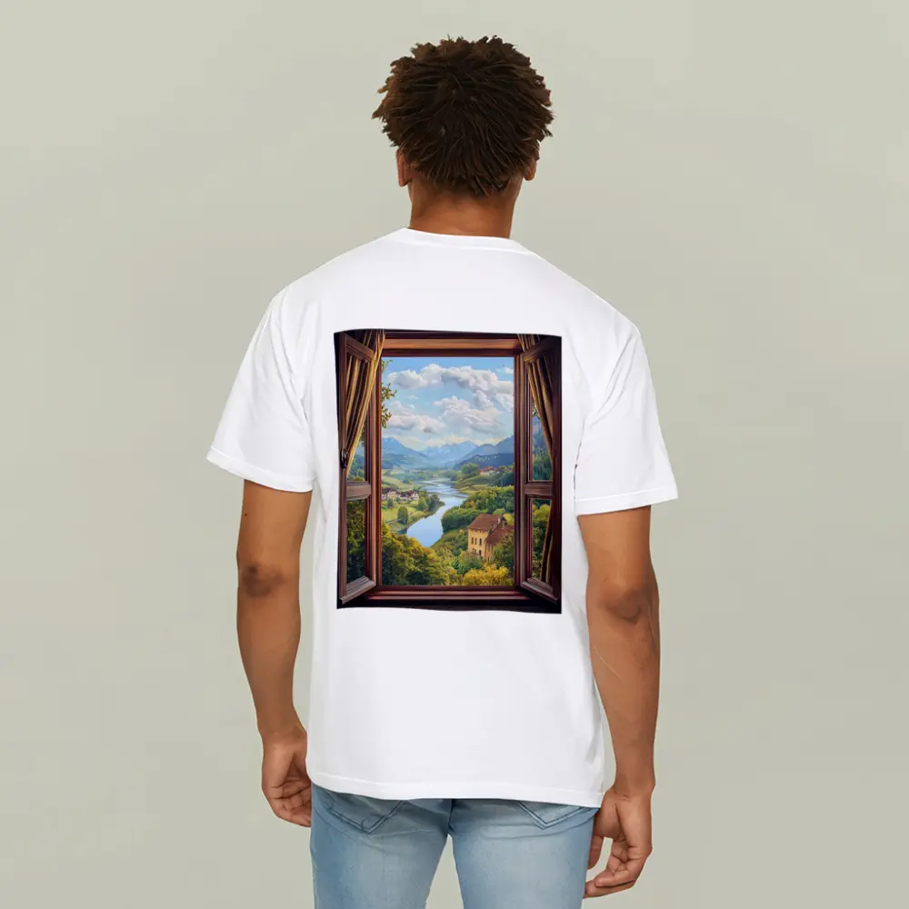 Open Window View Rolling Valley Landscape – T-Shirts