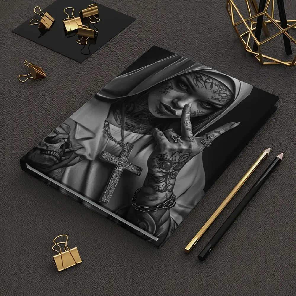 Tattooed Nun Dark Gothic Black White Art – Notebooks