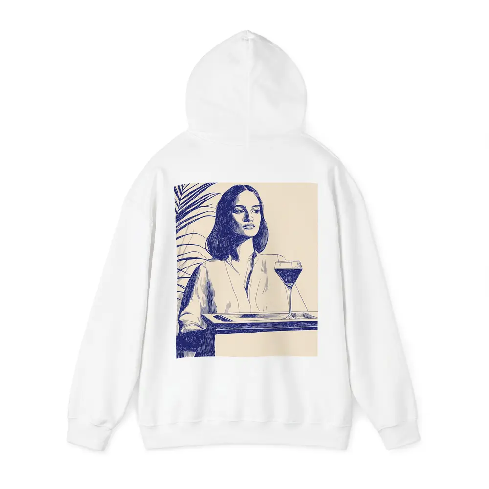 Woman With Wine Glass Line Art Drawing – Hoodies