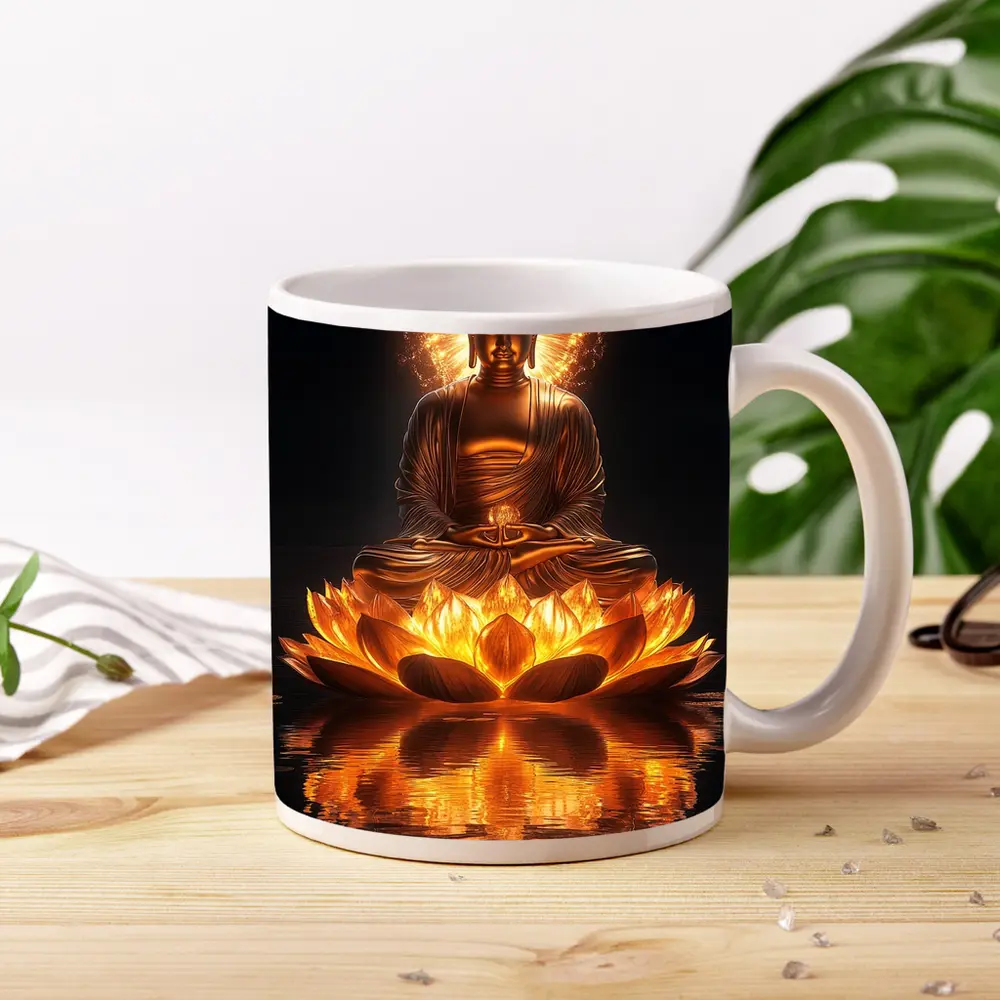 Golden Buddha Lotus Flower Dark Reflection – Mugs
