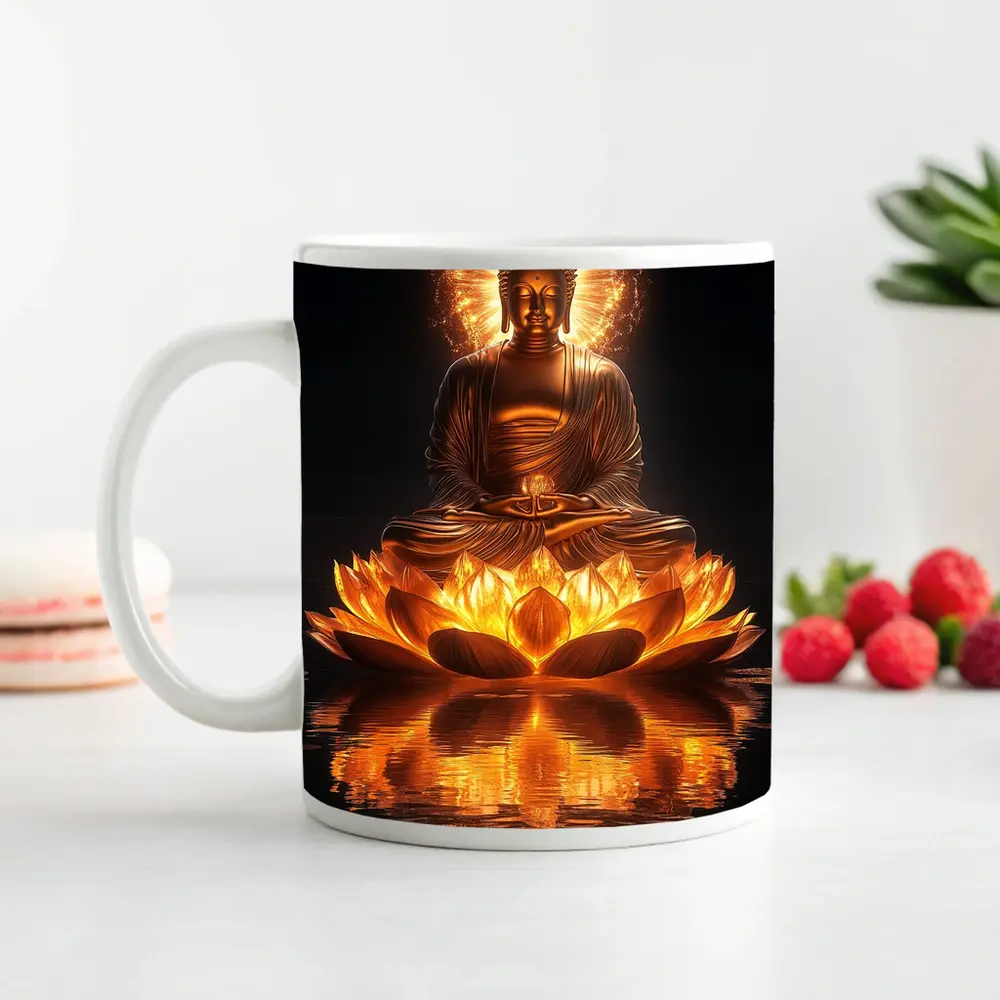 Golden Buddha Lotus Flower Dark Reflection – Mugs