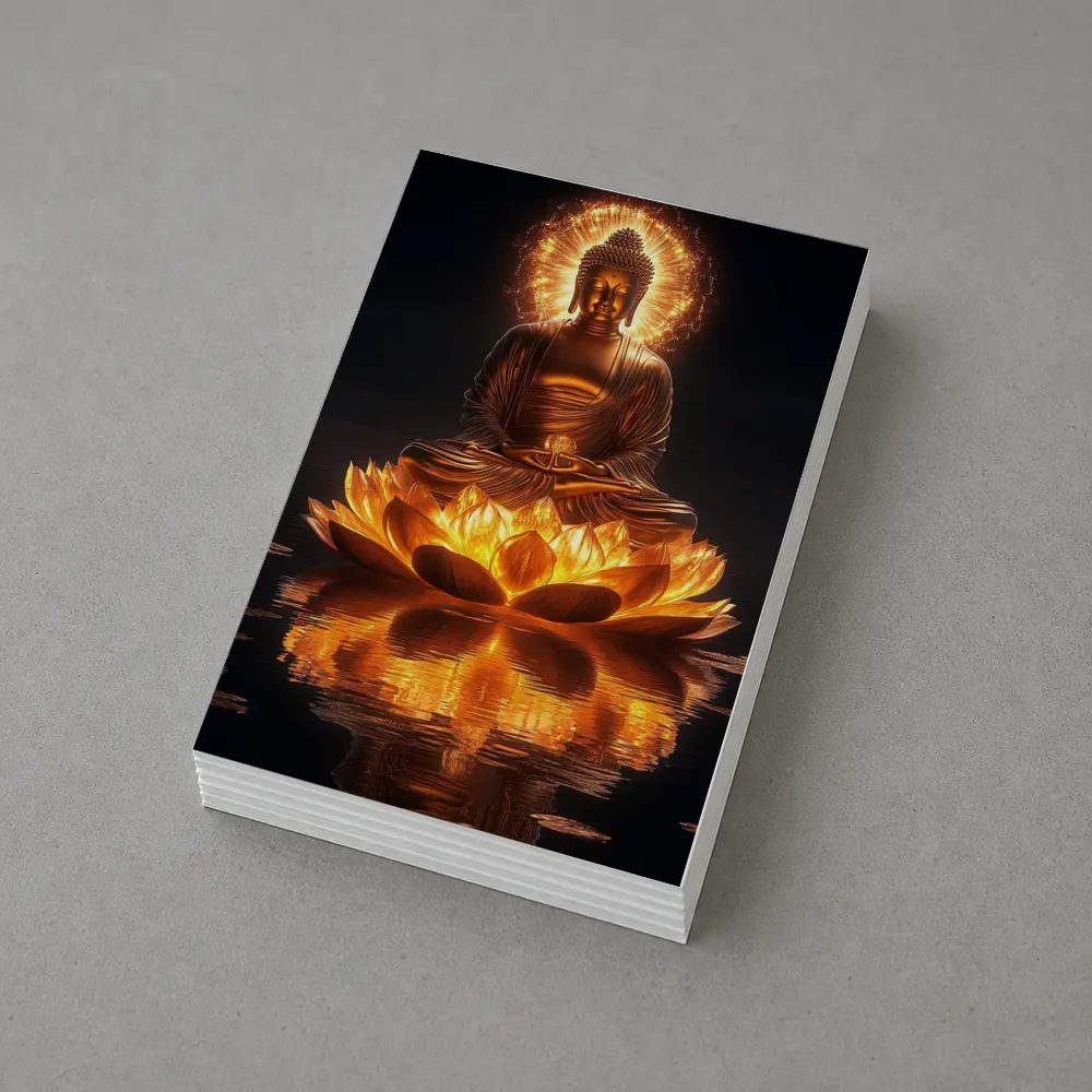Golden Buddha Lotus Flower Dark Reflection – Postcards