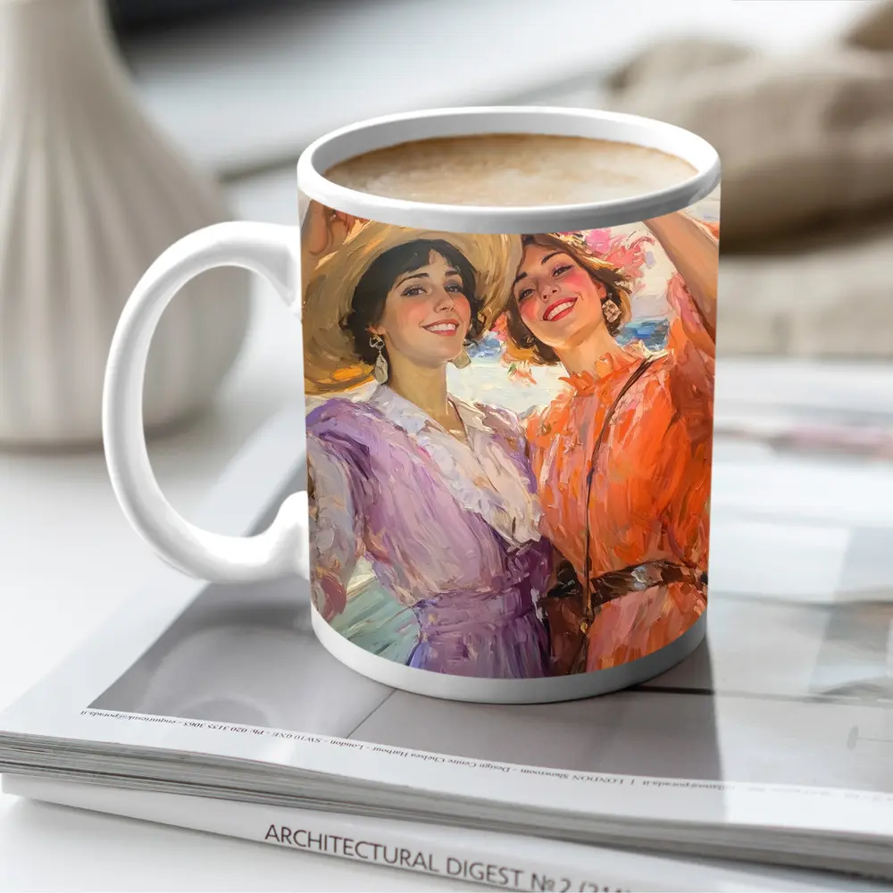 Two Women Dancing Impressionist Oil Painting – Mugs