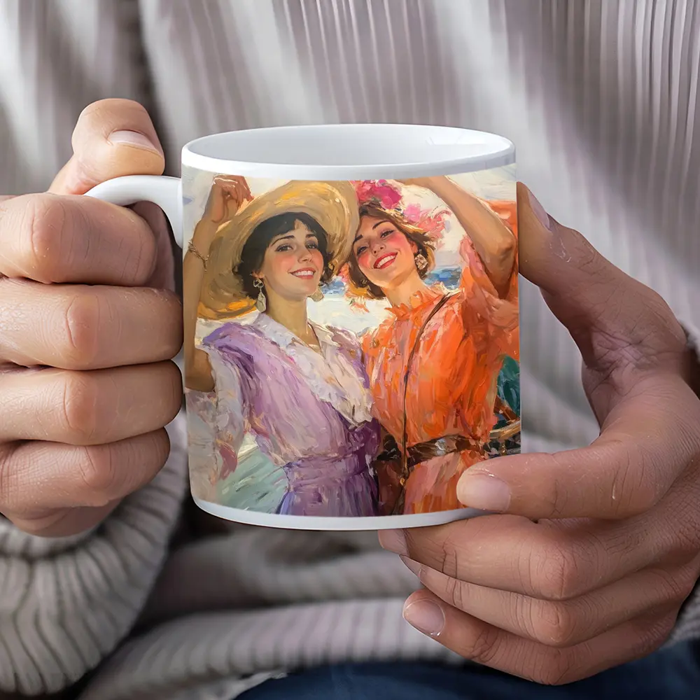 Two Women Dancing Impressionist Oil Painting – Mugs