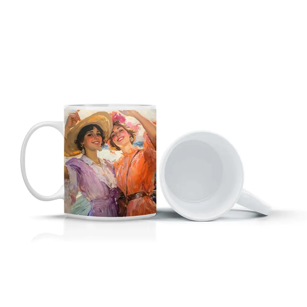Two Women Dancing Impressionist Oil Painting – Mugs