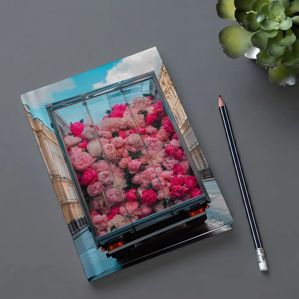 Pink Peonies Truck City Street Scene – Notebooks
