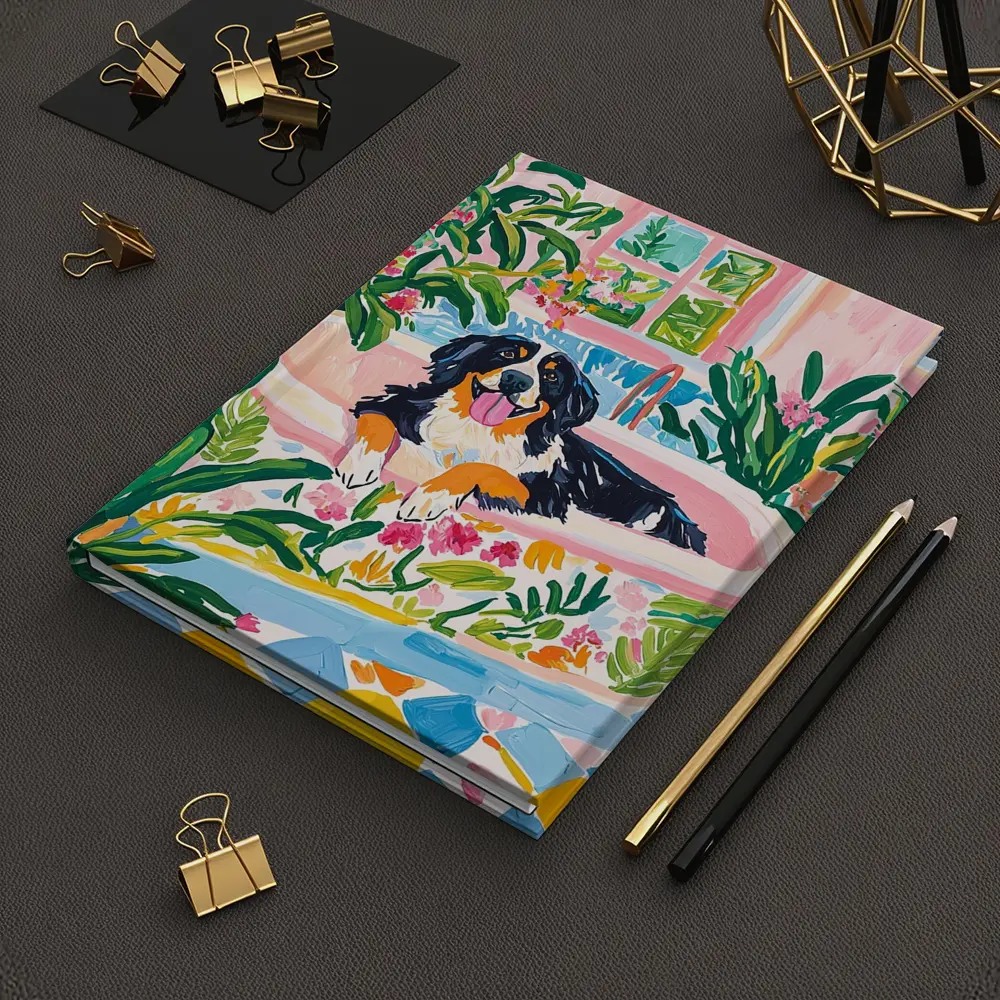 Bernese Mountain Dog Relaxing In Floral Bath – Notebooks