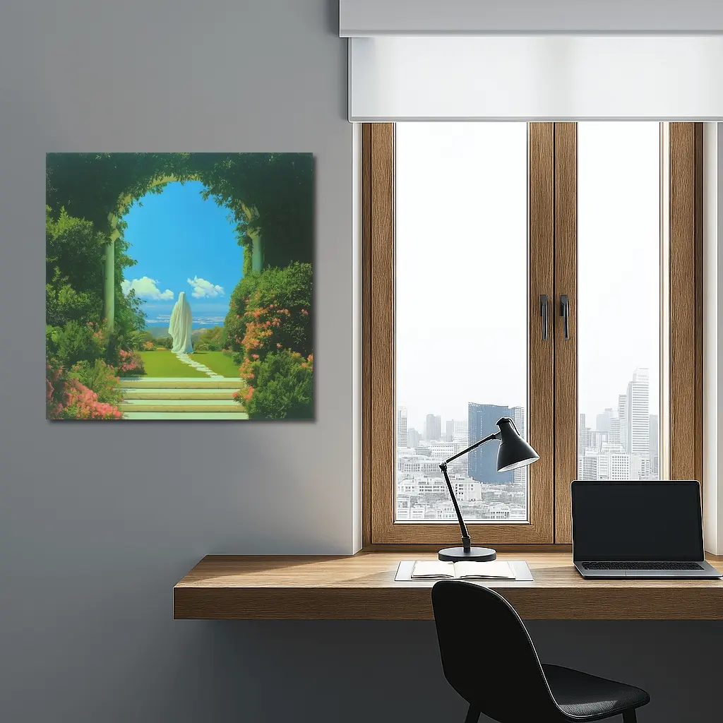 Robed Figure Garden Arch Surreal Art – Wall Art