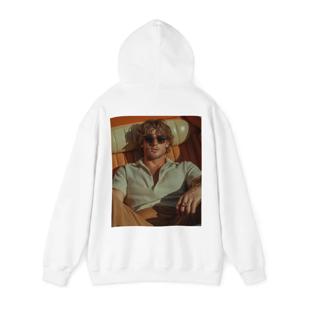Man Relaxing in Vintage Convertible Car – Hoodies