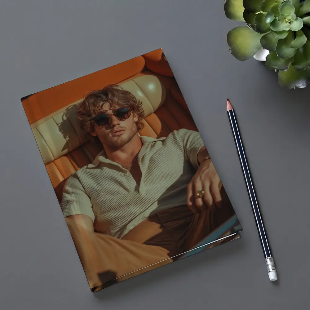Man Relaxing in Vintage Convertible Car – Notebooks