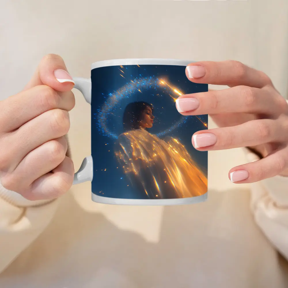 Angel Woman Golden Light Blue Sky – Mugs