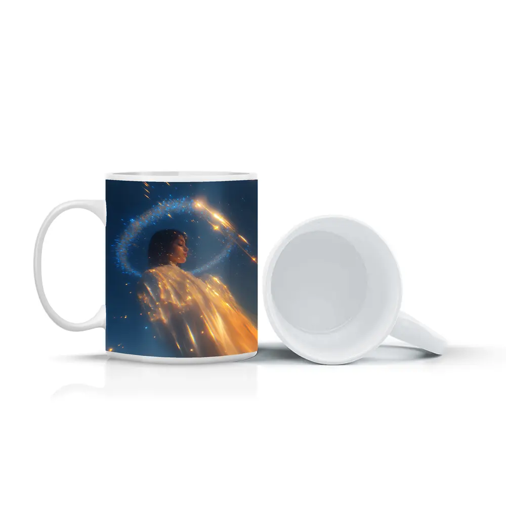 Angel Woman Golden Light Blue Sky – Mugs