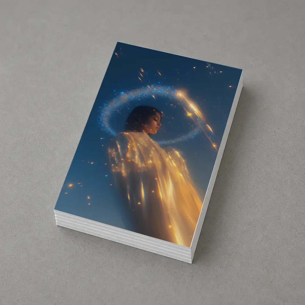 Angel Woman Golden Light Blue Sky – Postcards