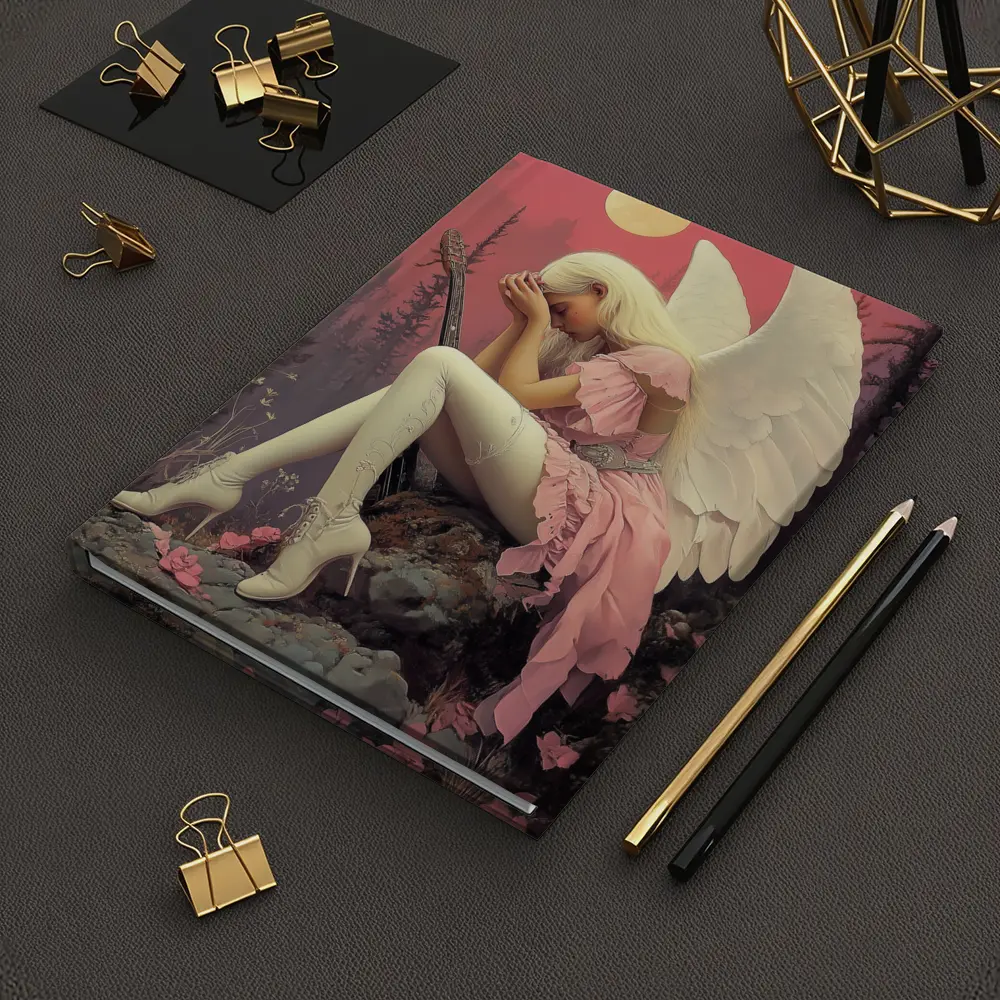 Angel Girl Pink Dress Moonlit Forest – Notebooks