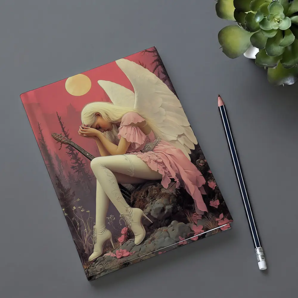 Angel Girl Pink Dress Moonlit Forest – Notebooks