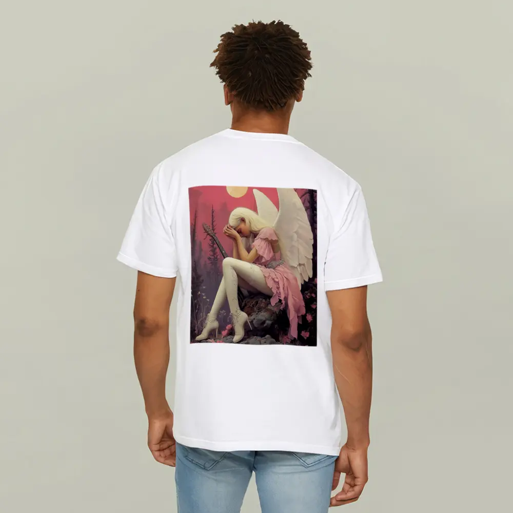 Angel Girl Pink Dress Moonlit Forest – T-Shirts