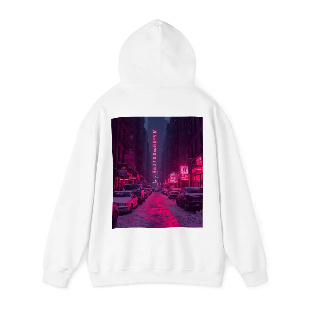 Neon Pink City Street Winter Night – Hoodies