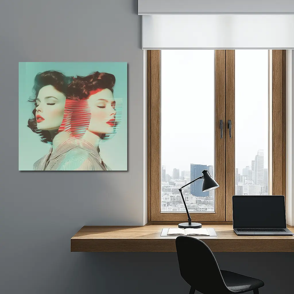 Retro Double Portrait Women Glitch Art – Wall Art