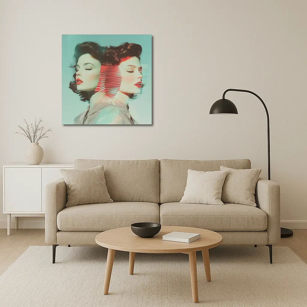 Retro Double Portrait Women Glitch Art – Wall Art