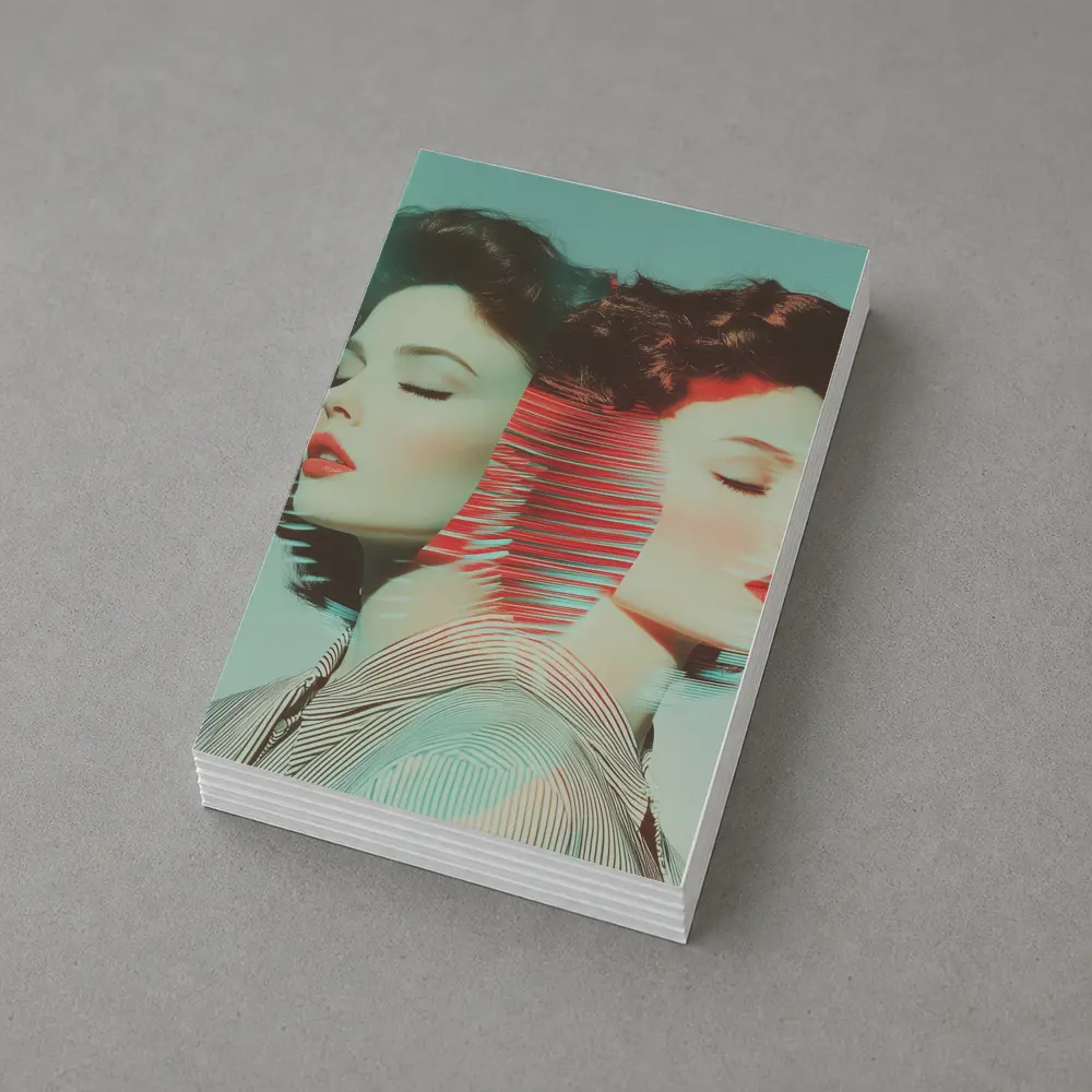 Retro Double Portrait Women Glitch Art – Postcards