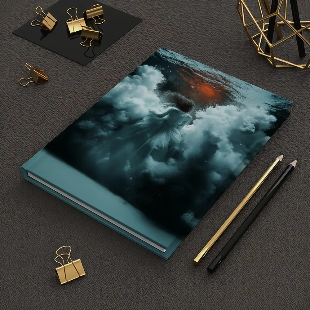 Woman In White Dress Underwater Dark Scene – Notebooks