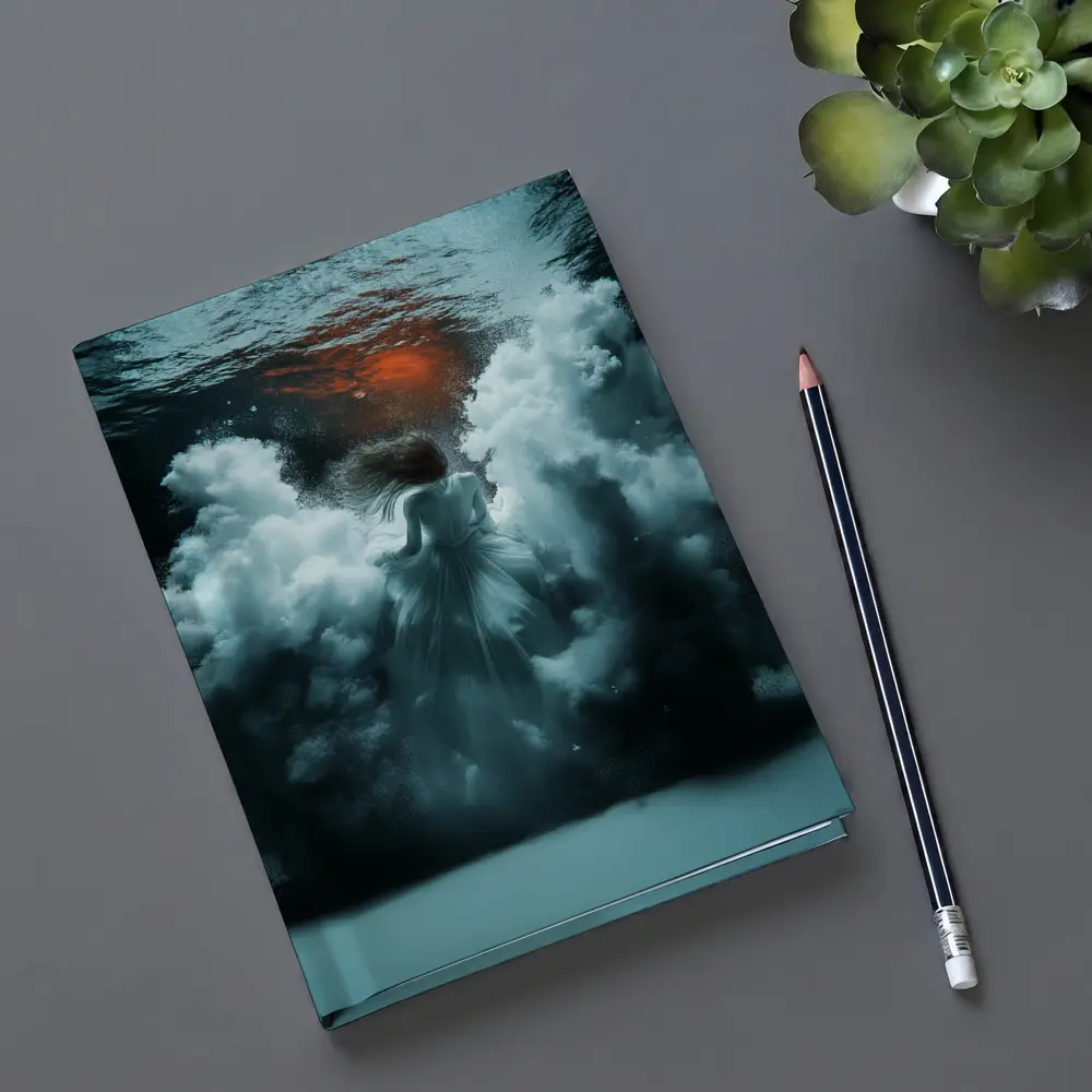 Woman In White Dress Underwater Dark Scene – Notebooks
