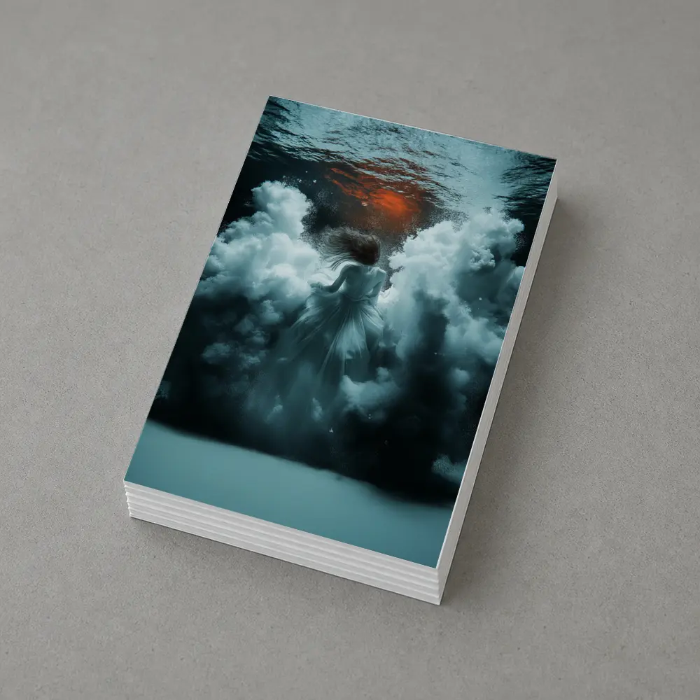 Woman In White Dress Underwater Dark Scene – Postcards