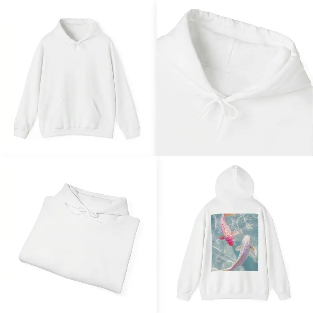 Pink White Koi Fish Clear Blue Water – Hoodies