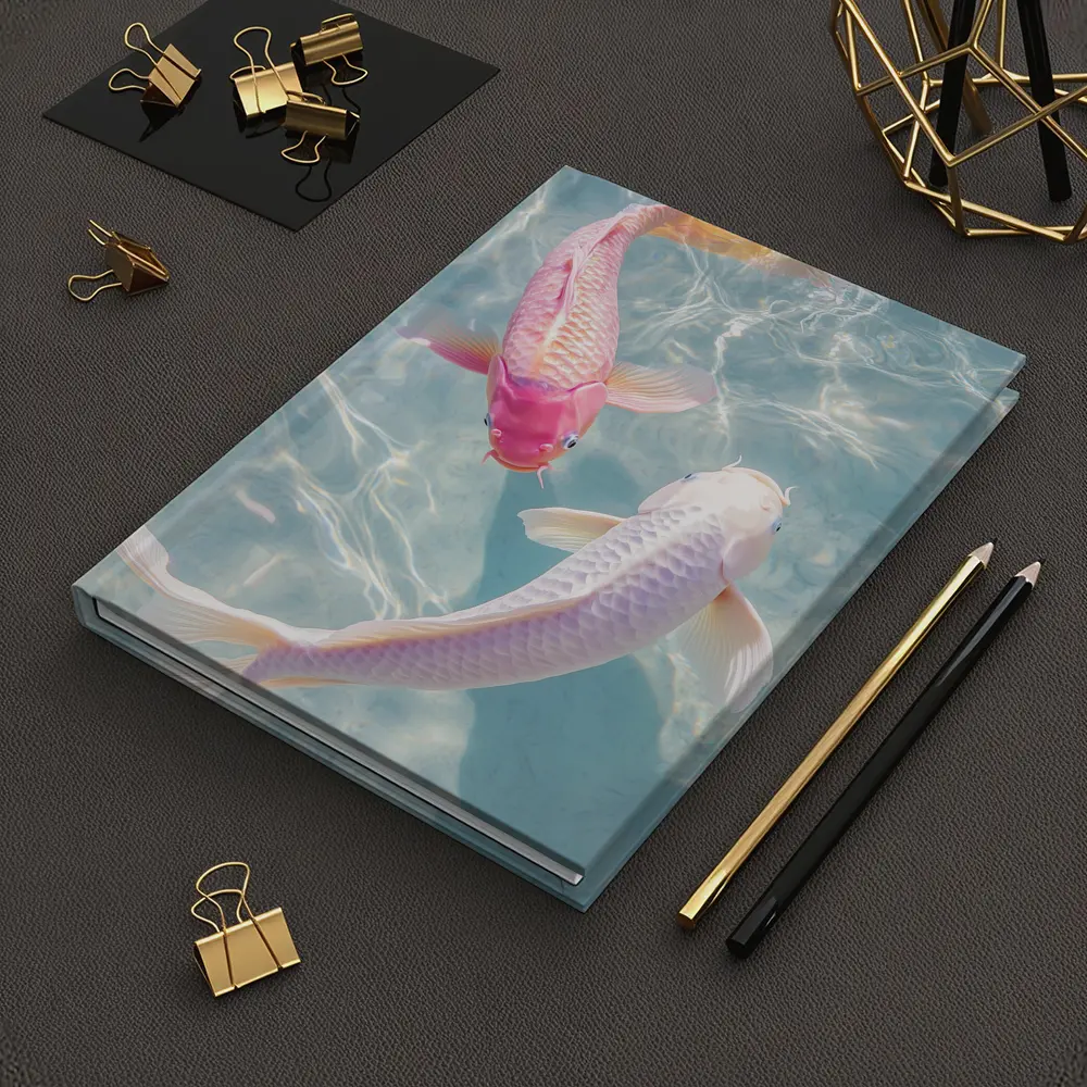 Pink White Koi Fish Clear Blue Water – Notebooks