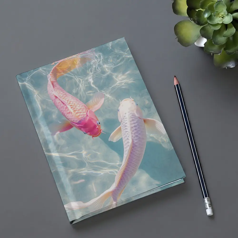 Pink White Koi Fish Clear Blue Water – Notebooks